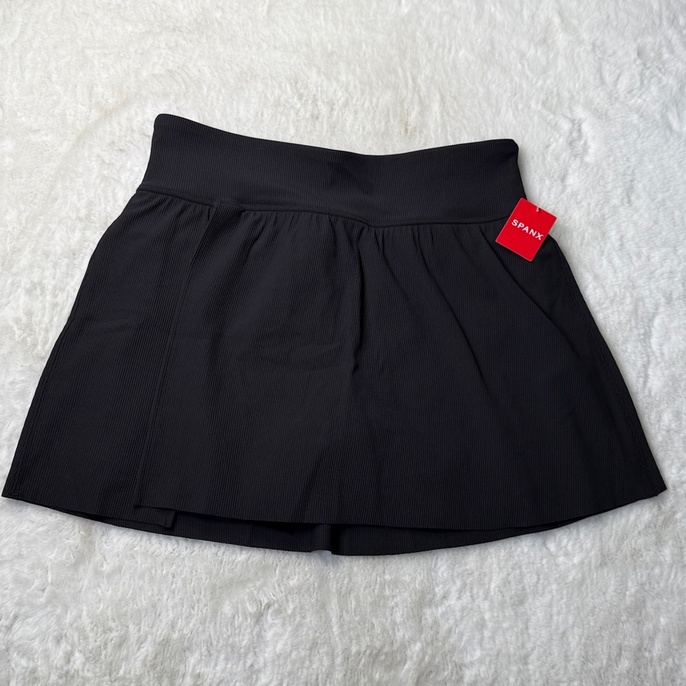 SPANX Get Moving Contour Rib Front Slit Skort 1X Very Black Sporty Tennis NEW - Picture 15 of 17